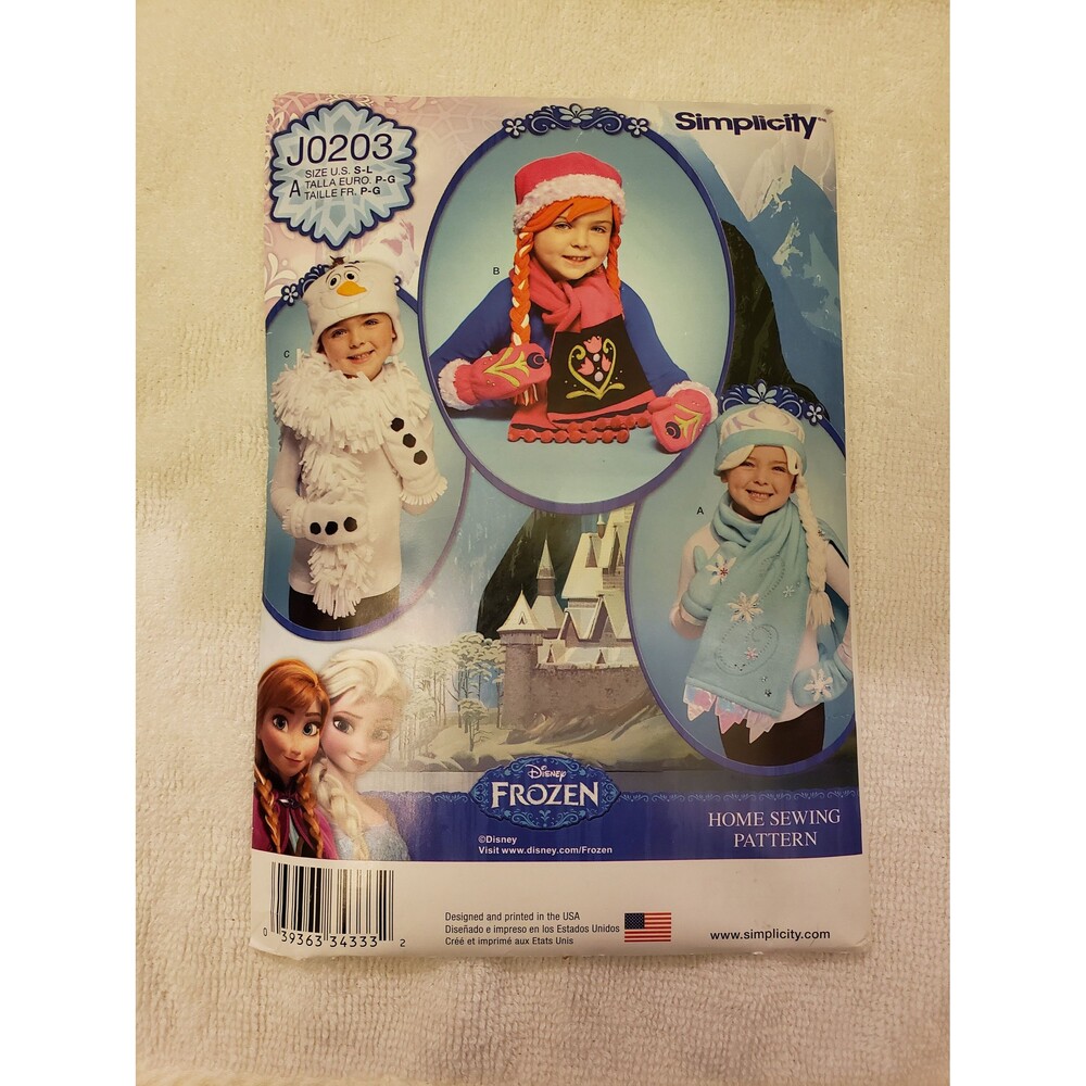 Disney's Frozen Child Hats, Mittens & Scarves Simplicity Sewing Pattern J0203